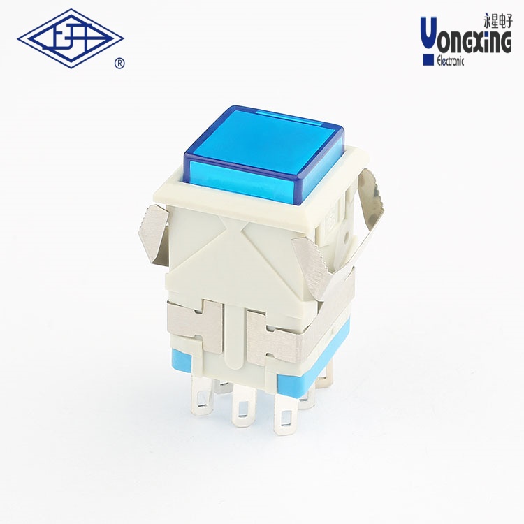 KD2 方形雙刀自鎖帶燈面發(fā)光按鈕KD2-B21L220-WS-S