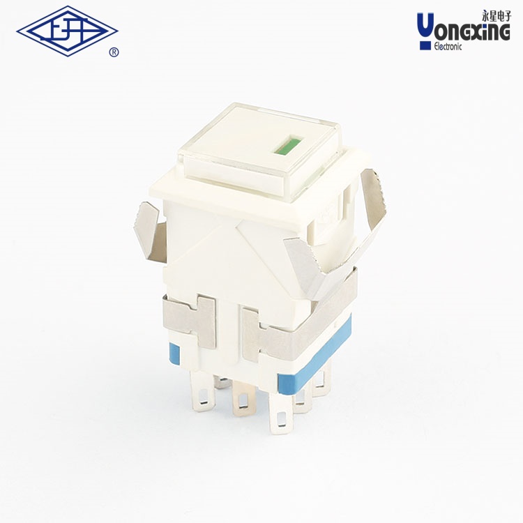 KD2 方形雙刀自鎖帶燈點(diǎn)發(fā)光按鈕  KD2-A21L24-WW-G