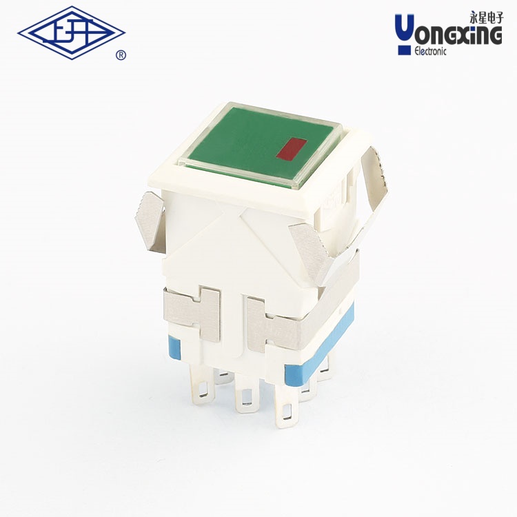 KD2 方形雙刀自鎖帶燈點(diǎn)發(fā)光按鈕 KD2-A21L6-WG-R
