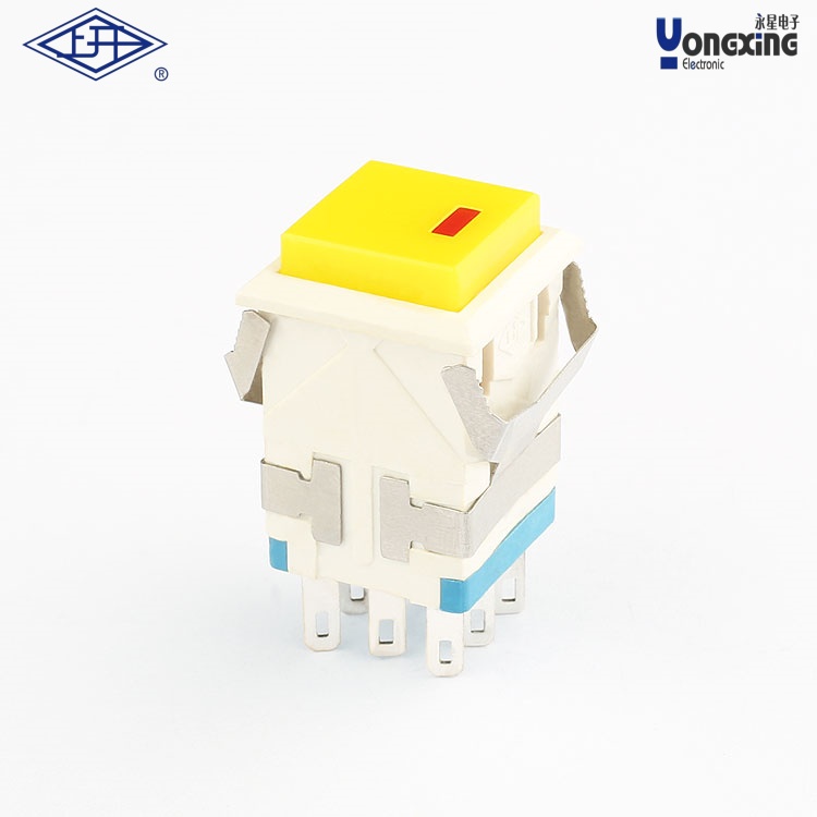 KD2 方形雙刀自鎖帶燈點(diǎn)發(fā)光按鈕 KD2-A21L24-WY-R