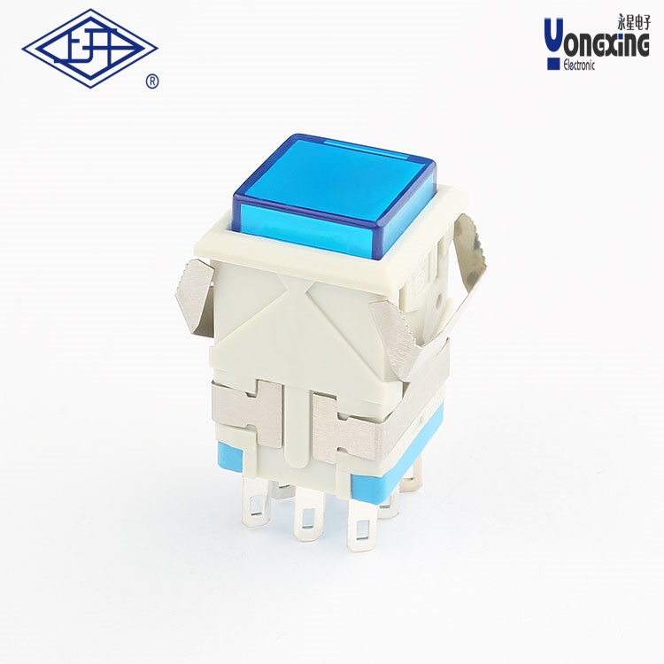 KD2面發(fā)光8腳藍(lán)燈按鈕開關(guān)KD2-B21L24-WS-S